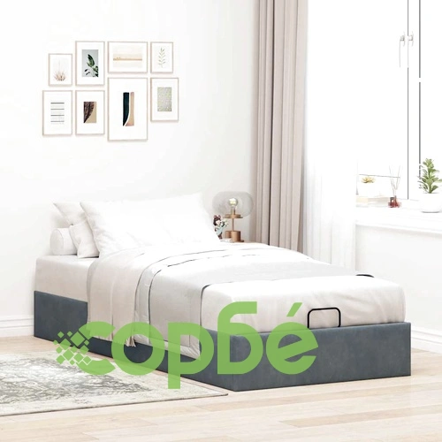 Рамка за легло с място за съхранение тъмносива 90x190 см кадифе ➤ топ цена ➤ sorbe.bg