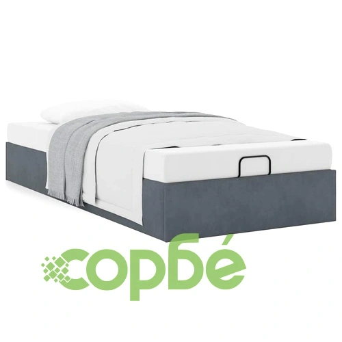 Рамка за легло с място за съхранение тъмносива 90x190 см кадифе ➤ топ цена ➤ sorbe.bg