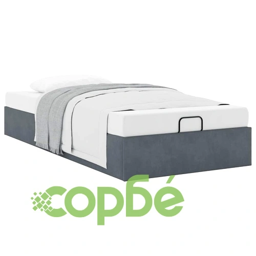 Рамка за легло с място за съхранение тъмносива 90x190 см кадифе ➤ топ цена ➤ sorbe.bg