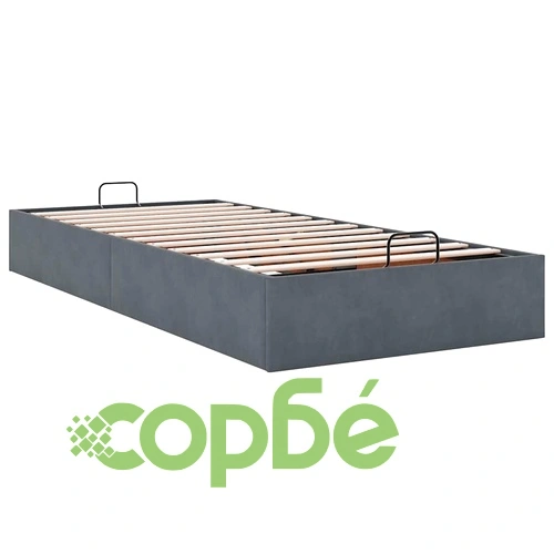 Рамка за легло с място за съхранение тъмносива 90x190 см кадифе ➤ топ цена ➤ sorbe.bg