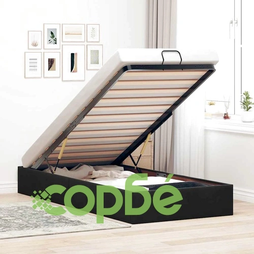 Рамка за легло с османски механизъм без матрак, черна, 90x190 см, кадифе ➤ топ цена ➤ sorbe.bg