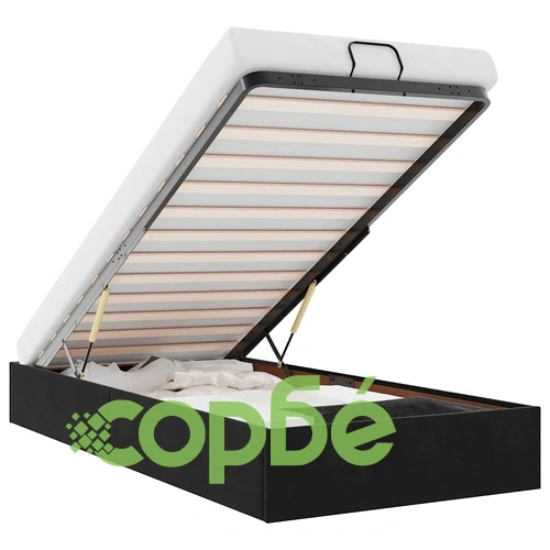 Рамка за легло с османски механизъм без матрак, черна, 90x190 см, кадифе ➤ топ цена ➤ sorbe.bg