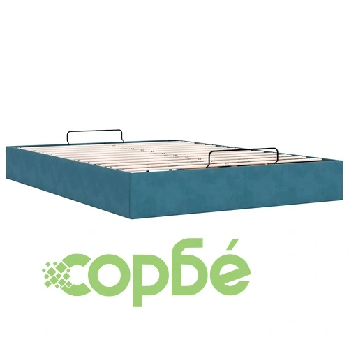 Османска рамка за легло с кадифена тапицерия, тъмносиня, 140x190 см, с хидравличен механизъм ➤ топ цена ➤ sorbe.bg