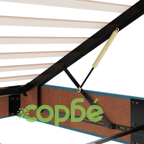 Османска рамка за легло с кадифена тапицерия, тъмносиня, 140x190 см, с хидравличен механизъм ➤ топ цена ➤ sorbe.bg