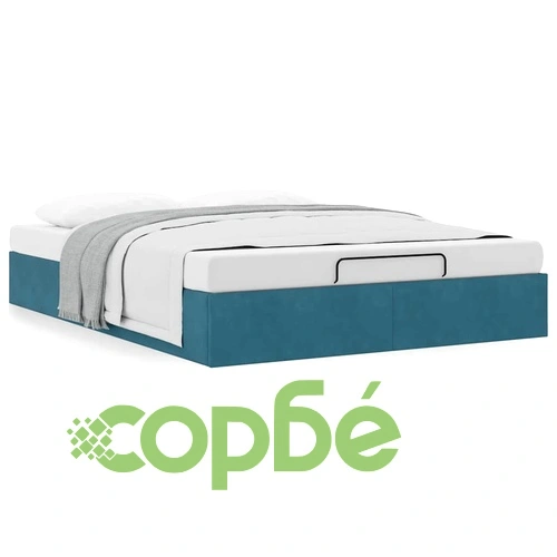 Османска рамка за легло с кадифена тапицерия, тъмносиня, 140x190 см, с хидравличен механизъм ➤ топ цена ➤ sorbe.bg