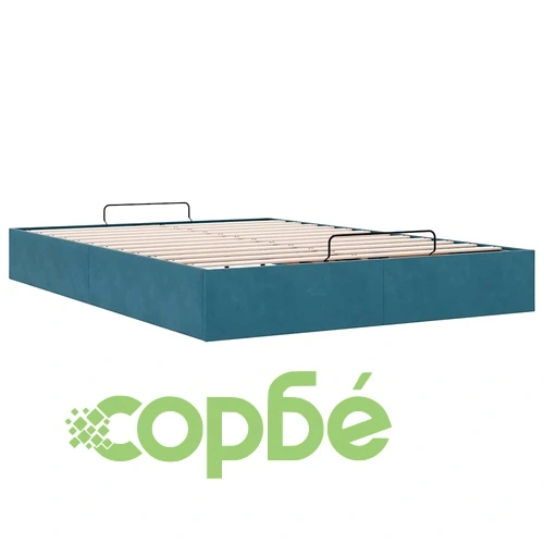 Османска рамка за легло с кадифена тапицерия, тъмносиня, 140x190 см, с хидравличен механизъм ➤ топ цена ➤ sorbe.bg