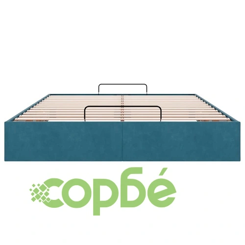 Османска рамка за легло с кадифена тапицерия, тъмносиня, 140x190 см, с хидравличен механизъм ➤ топ цена ➤ sorbe.bg