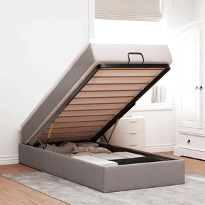 Османска легло с матрак, таупе, 80x200 см, плат