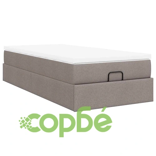 Османска легло с матрак, таупе, 80x200 см, плат ➤ топ цена ➤ sorbe.bg