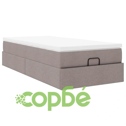 Османска легло с матрак, таупе, 80x200 см, плат ➤ топ цена ➤ sorbe.bg