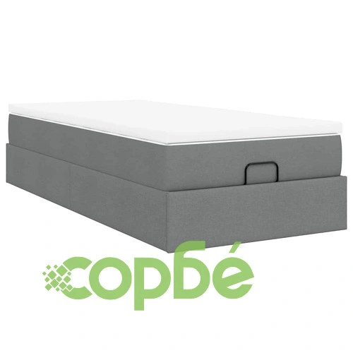 Легло тип Османка с матрак и топер, 90x190 см, тъмносив плат ➤ топ цена ➤ sorbe.bg