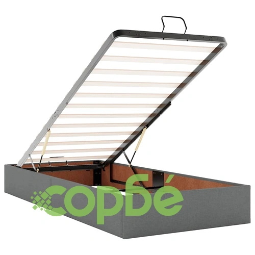 Легло тип Османка с матрак и топер, 90x190 см, тъмносив плат ➤ топ цена ➤ sorbe.bg