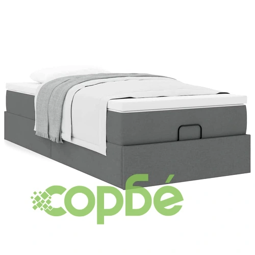 Легло тип Османка с матрак и топер, 90x190 см, тъмносив плат ➤ топ цена ➤ sorbe.bg