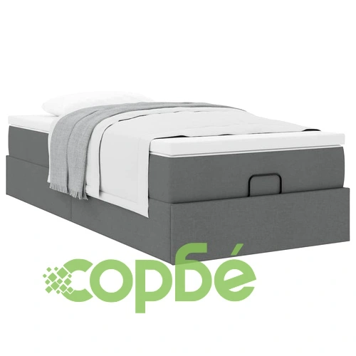 Легло тип Османка с матрак и топер, 90x190 см, тъмносив плат ➤ топ цена ➤ sorbe.bg