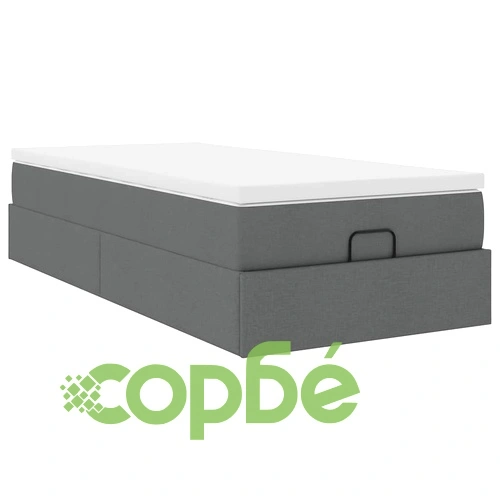 Легло тип Османка с матрак и топер, 90x190 см, тъмносив плат ➤ топ цена ➤ sorbe.bg