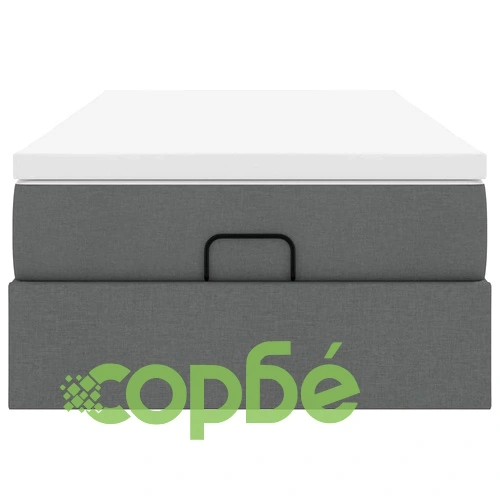 Легло тип Османка с матрак и топер, 90x190 см, тъмносив плат ➤ топ цена ➤ sorbe.bg