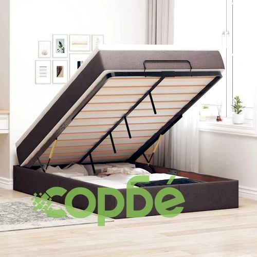 Османско легло с матрак, тъмнокафяво, 120x190 см, полиестерен плат ➤ топ цена ➤ sorbe.bg