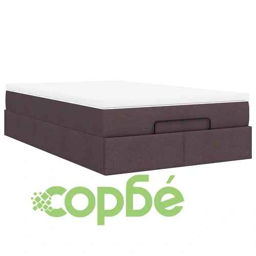 Османско легло с матрак, тъмнокафяво, 120x190 см, полиестерен плат ➤ топ цена ➤ sorbe.bg