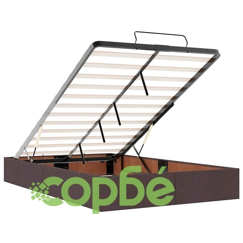 Османско легло с матрак, тъмнокафяво, 120x190 см, полиестерен плат ➤ топ цена ➤ sorbe.bg