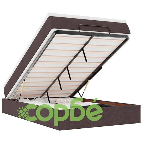 Османско легло с матрак, тъмнокафяво, 120x190 см, полиестерен плат ➤ топ цена ➤ sorbe.bg