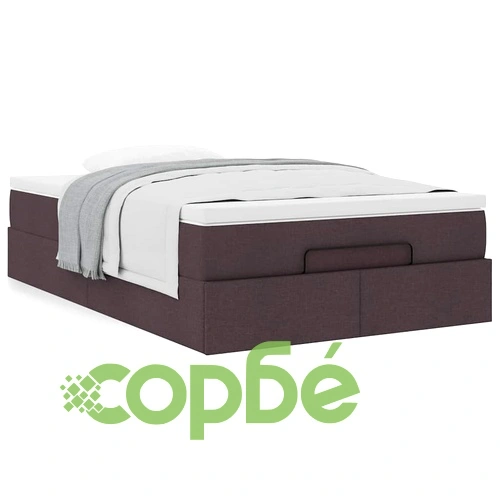 Османско легло с матрак, тъмнокафяво, 120x190 см, полиестерен плат ➤ топ цена ➤ sorbe.bg