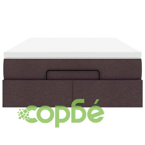 Османско легло с матрак, тъмнокафяво, 120x190 см, полиестерен плат ➤ топ цена ➤ sorbe.bg