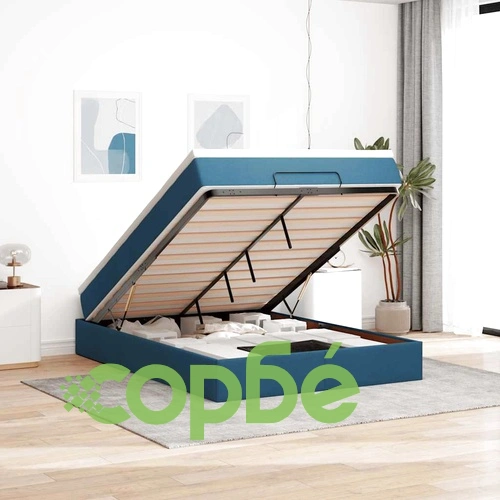 Османска легло с матрак, синьо, 140x200 см, плат ➤ топ цена ➤ sorbe.bg