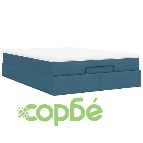 Османска легло с матрак, синьо, 140x200 см, плат ➤ топ цена ➤ sorbe.bg