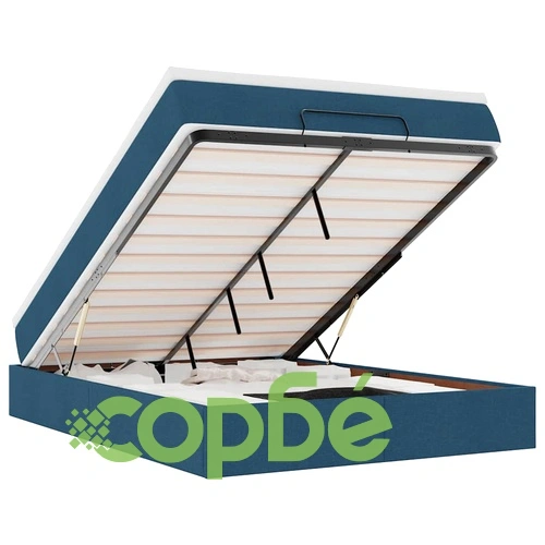 Османска легло с матрак, синьо, 140x200 см, плат ➤ топ цена ➤ sorbe.bg