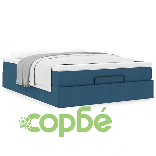 Османска легло с матрак, синьо, 140x200 см, плат ➤ топ цена ➤ sorbe.bg