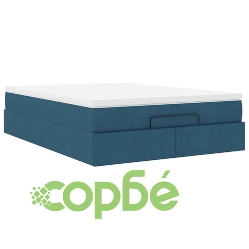 Османска легло с матрак, синьо, 140x200 см, плат ➤ топ цена ➤ sorbe.bg