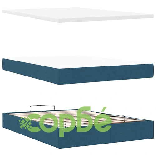 Османска легло с матрак, синьо, 140x200 см, плат ➤ топ цена ➤ sorbe.bg