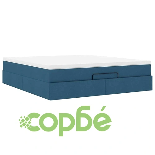 Османска спалня с матрак и топер, синя, 180x200 см, полиестерен плат ➤ топ цена ➤ sorbe.bg