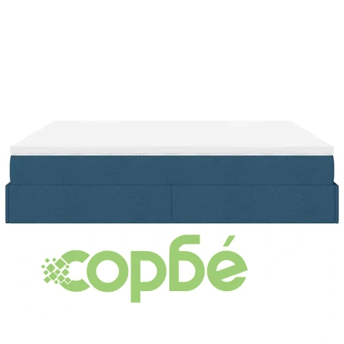 Османска спалня с матрак и топер, синя, 180x200 см, полиестерен плат ➤ топ цена ➤ sorbe.bg