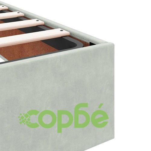 Кадифено единично легло с матрак и място за съхранение, светлосиво, 80x200 см ➤ топ цена ➤ sorbe.bg