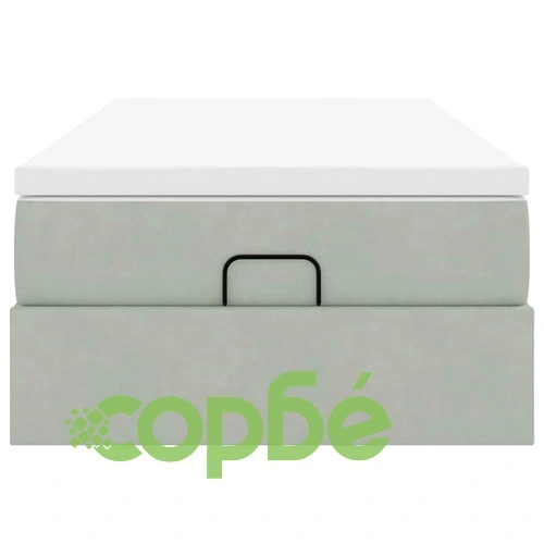 Кадифено единично легло с матрак и място за съхранение, светлосиво, 80x200 см ➤ топ цена ➤ sorbe.bg