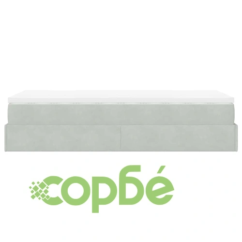 Кадифено единично легло с матрак и място за съхранение, светлосиво, 80x200 см ➤ топ цена ➤ sorbe.bg