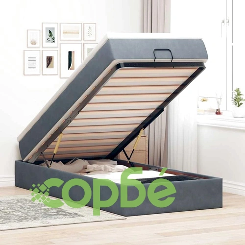 Османско легло с матрак, тъмносиво, 80x200 см, кадифе ➤ топ цена ➤ sorbe.bg