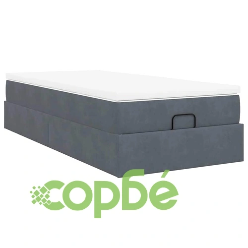 Османско легло с матрак, тъмносиво, 80x200 см, кадифе ➤ топ цена ➤ sorbe.bg