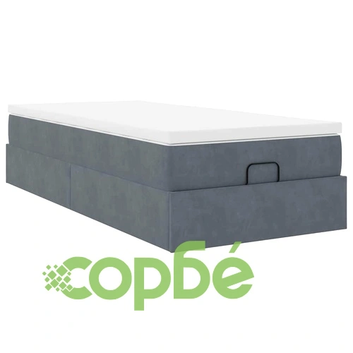 Османско легло с матрак, тъмносиво, 80x200 см, кадифе ➤ топ цена ➤ sorbe.bg