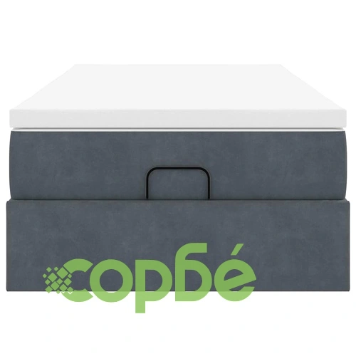 Османско легло с матрак, тъмносиво, 80x200 см, кадифе ➤ топ цена ➤ sorbe.bg