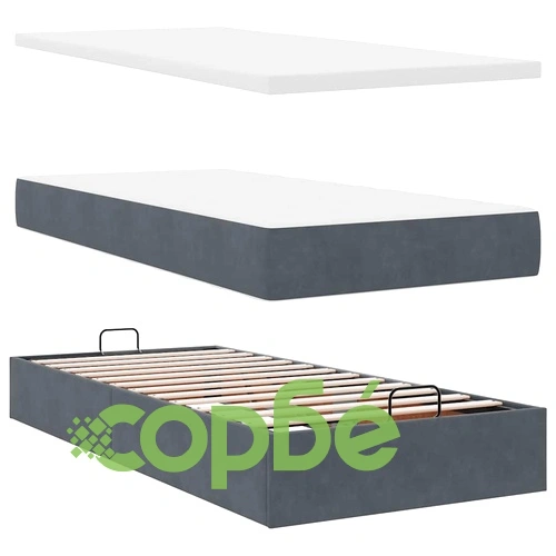 Османско легло с матрак, тъмносиво, 80x200 см, кадифе ➤ топ цена ➤ sorbe.bg