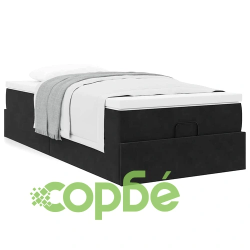 Легло Тип Османка с Матрак, Черно, 90x190 см, Кадифе ➤ топ цена ➤ sorbe.bg