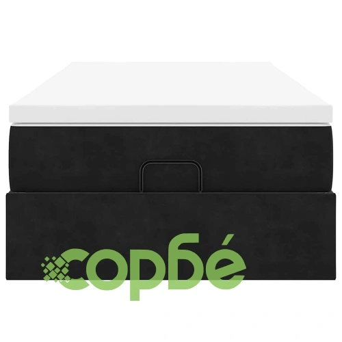 Легло Тип Османка с Матрак, Черно, 90x190 см, Кадифе ➤ топ цена ➤ sorbe.bg