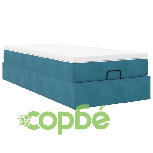 Османско легло с матрак, тъмносиньо, 90x190 см, кадифе ➤ топ цена ➤ sorbe.bg