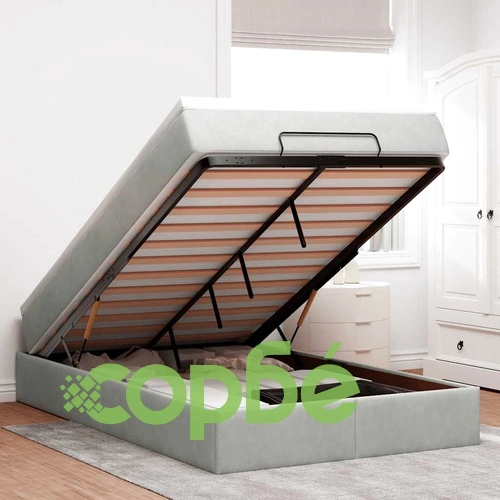 Османска легло с матрак, светлосиво, 120x190 см, кадифе ➤ топ цена ➤ sorbe.bg