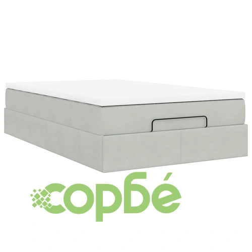 Османска легло с матрак, светлосиво, 120x190 см, кадифе ➤ топ цена ➤ sorbe.bg