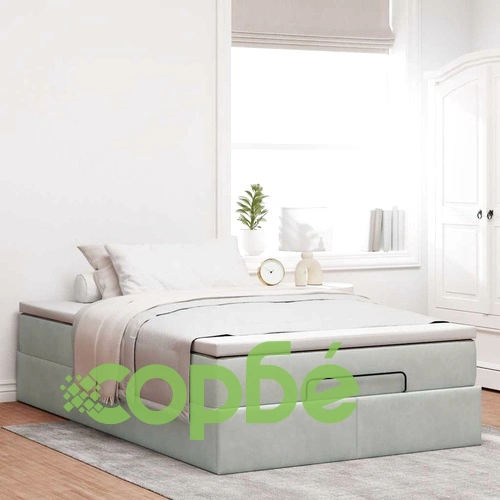 Османска легло с матрак, светлосиво, 120x190 см, кадифе ➤ топ цена ➤ sorbe.bg