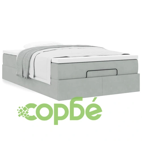 Османска легло с матрак, светлосиво, 120x190 см, кадифе ➤ топ цена ➤ sorbe.bg