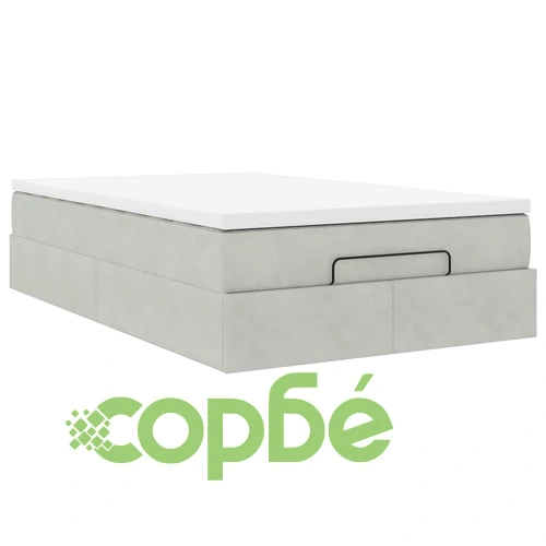 Османска легло с матрак, светлосиво, 120x190 см, кадифе ➤ топ цена ➤ sorbe.bg